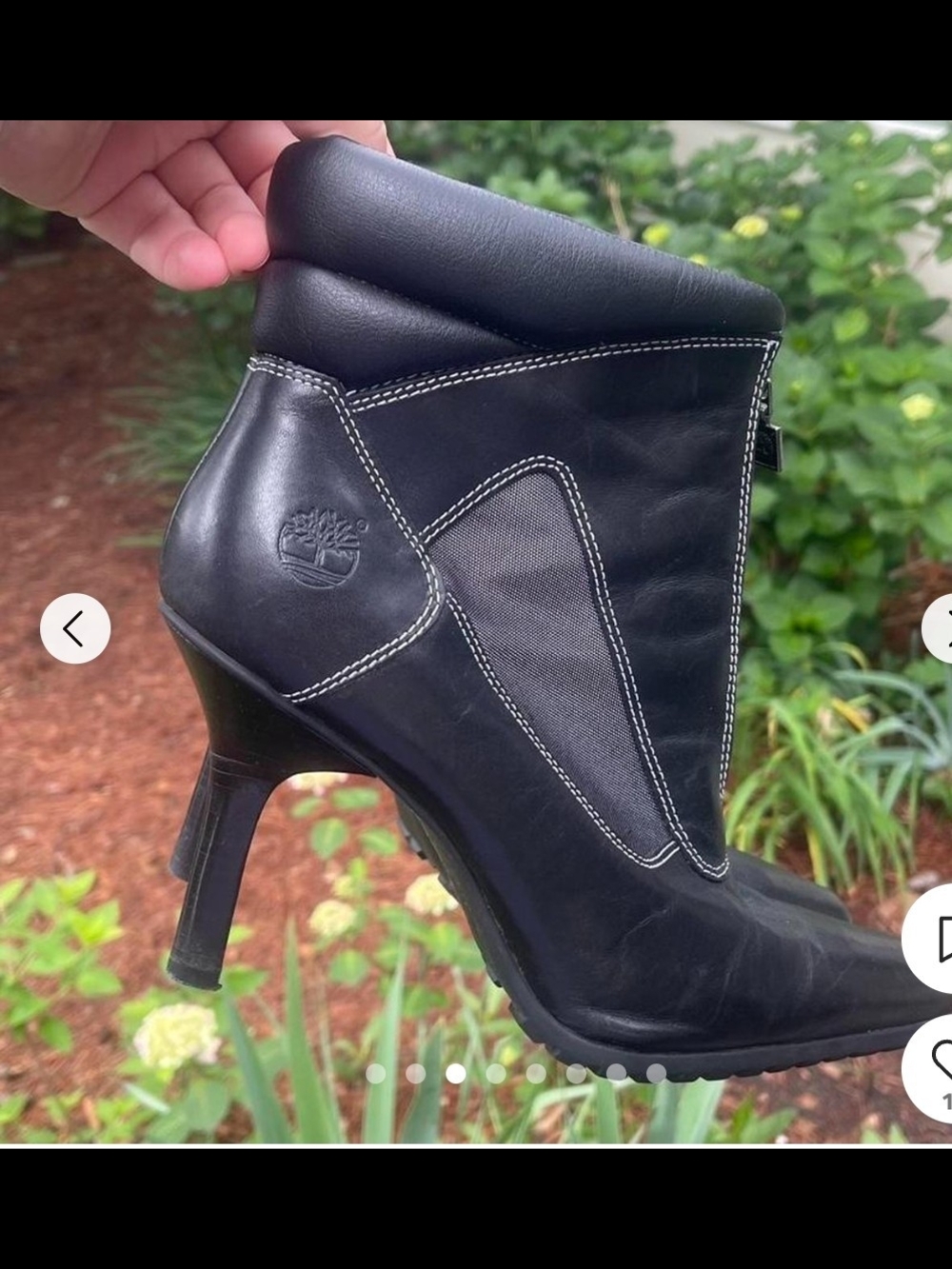 Timberland Women's Black Leather Ankle Moto Bootie Heel